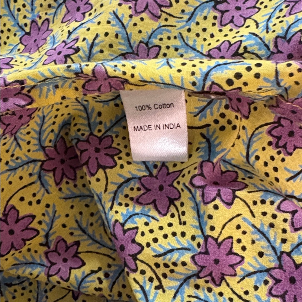 Banjanan Yellow Floral Bell Sleeve Blouse SZ L EUC - Picture 4 of 5